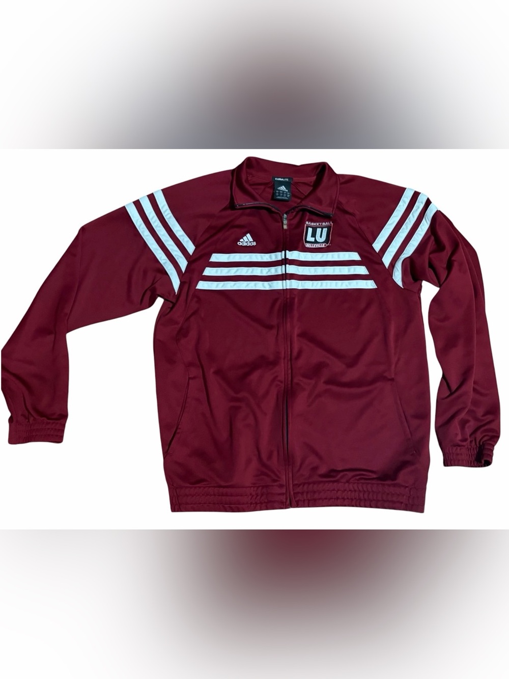 Adidas Climalite LU Belleville Basketball Full Zip Track Jacket Maroon Sz Large